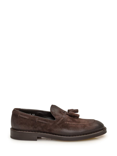 Doucal's Vintage Style Oil Loafers In Brown