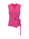 Fabiana Filippi V-neck Belted Sleeveless Top In Pink