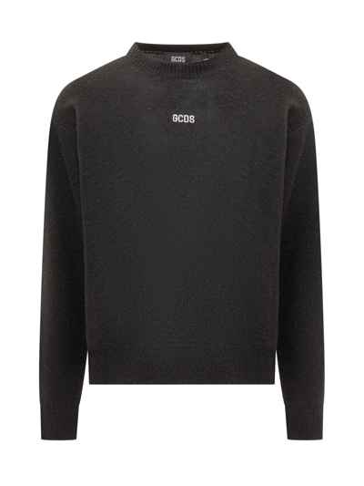 Gcds Logo Detailed Knitted Sweater In Black
