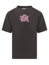Gcds Black Graffiti Print Cotton T-shirt In Black