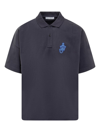 Jw Anderson J.w. Anderson Anchor Patch Polo Shirt In Navy