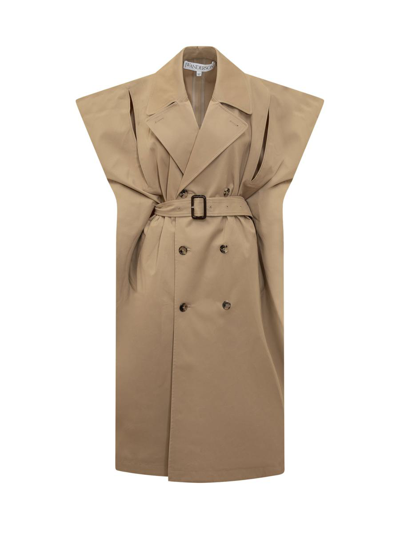 Jw Anderson Belted Sleeveless Trench Coat In Beige