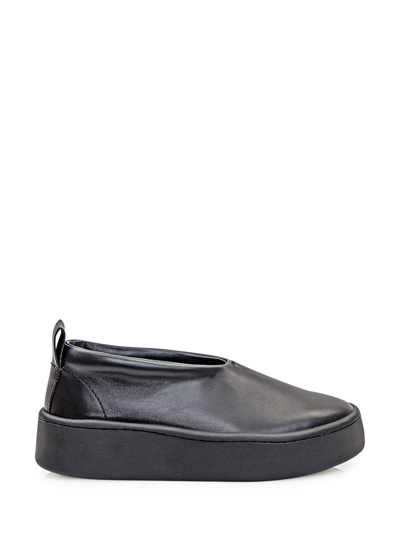 Jil Sander Leather Trainer In Black