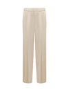 Jil Sander Pressed-crease Elasticated-waist Flared Trousers In Beige