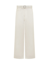 Jil Sander White Cotton Wide-leg Pant In White