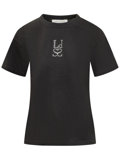 Ludovic De Saint Sernin Crystal Logo Jersey Crewneck T-shirt In Black