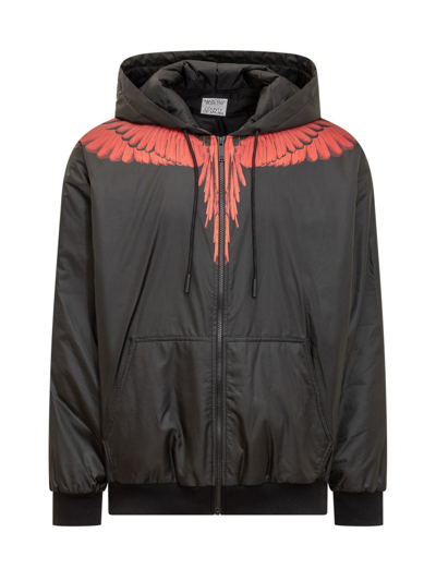 Marcelo Burlon County Of Milan Icon Wings Printed Zipped Jacket In Black