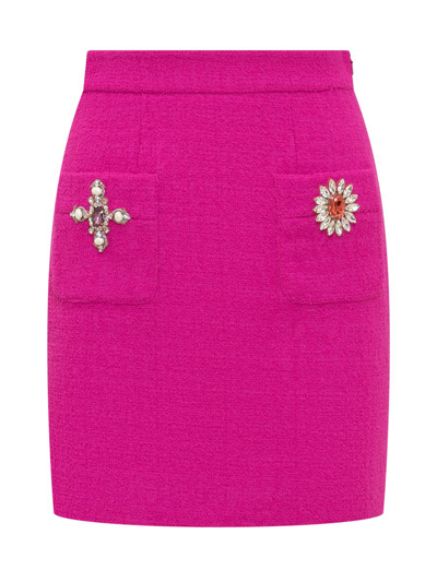 Moschino High-waisted Crystal-embellished Miniskirt In Pink