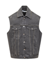 Off-white Logo-patch Decorative-zip Denim Gilet In Black