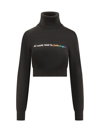 Palm Angels All Roads Text Detail Cropped Turtleneck In Black
