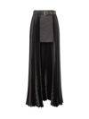 Peter Do Pleated Tech Open Skirt W/ Leather Belt In Black