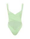 Reina Olga Exotica Cut-out Open Back Swimsuit In Green