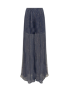 Rochas Metallic-threading Flared Trousers In Blue