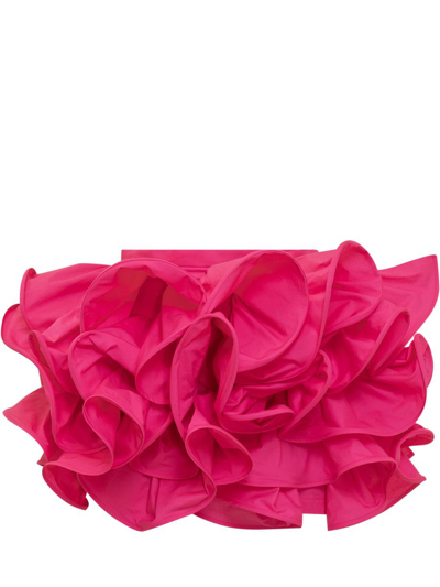 Rochas Ruffled Low-rise Mini Shorts In Pink