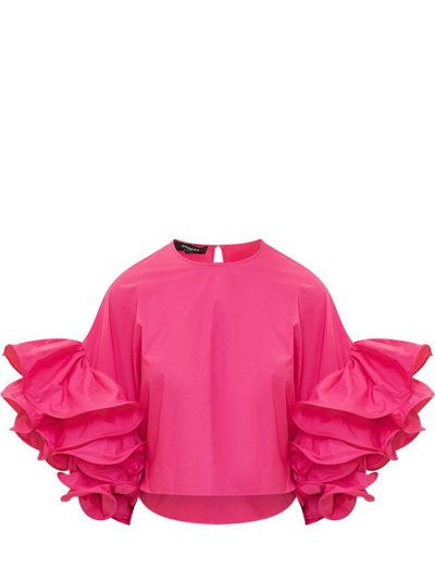 Rochas Pink Sleeve Top In Purple