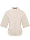 Attico Open-back Cotton T-shirt In Beige