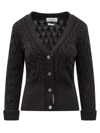 Thom Browne Cable Knit Wool Cardigan In Blue