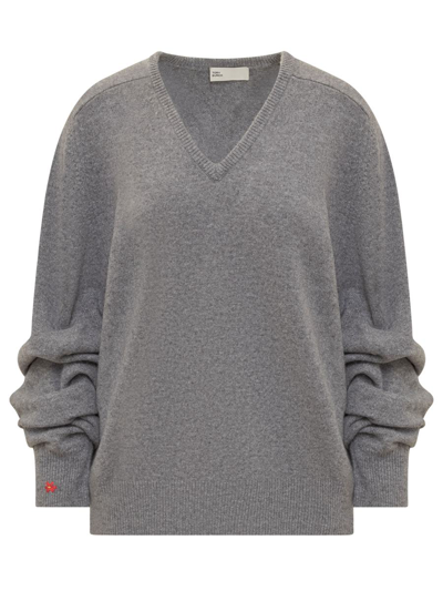 Tory Burch Gathered Sleeves Sweater In Grey