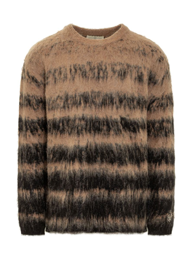 Untitled Artworks Mohair Lines Sweater In Brown