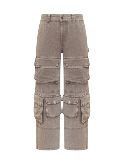 Untitled Artworks Cargo Wide Pants In Taupe
