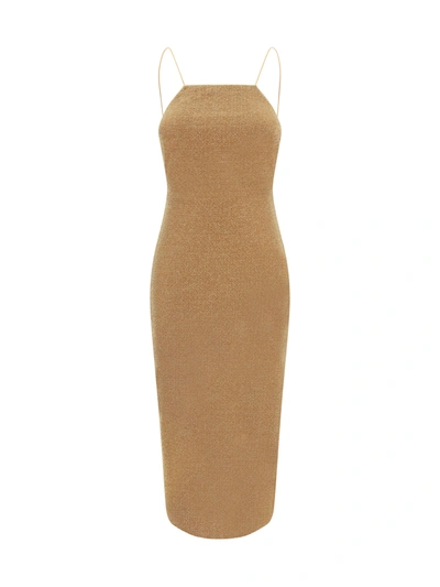 Oseree Oséree Lumière Lurex Stretched Maxi Dress In Toffee