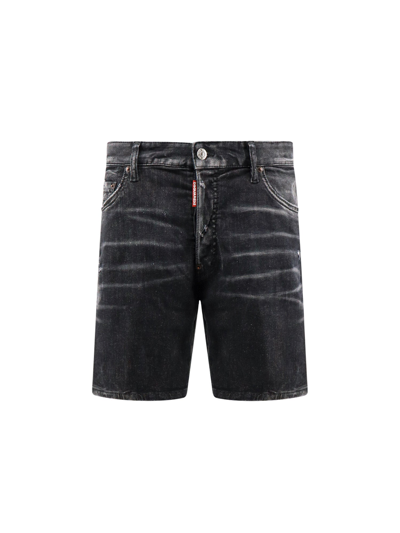 DSQUARED2 COTTON BERMUDA SHORTS WITH RIPPED EFFECT