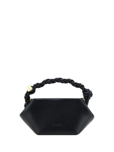 Ganni Bou Recycled-leather Top-handle Bag In Black