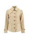 Burberry Beige Single-breasted Down Jacket With Quilted Texture In Stretch Fabric Woman