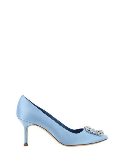 Manolo Blahnik Hangisi_opal 070 Satin Pump Shoes In Blue