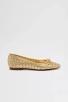 Schutz Arissa Woven Leather Bow Ballerina Flats In Ouro Claro Orch