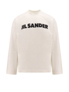 Jil Sander Men White Crewneck Sweatshirt With Contrasting Logo Print At The Front In Cotton Man