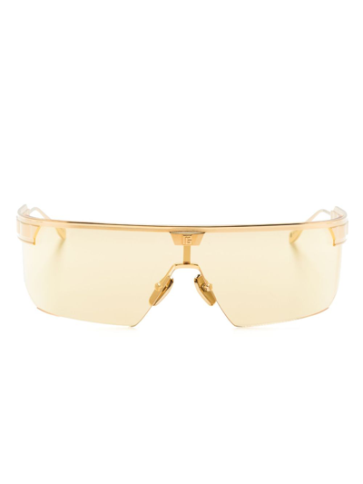 Balmain Gold-tone Major Rectangle-frame Sunglasses