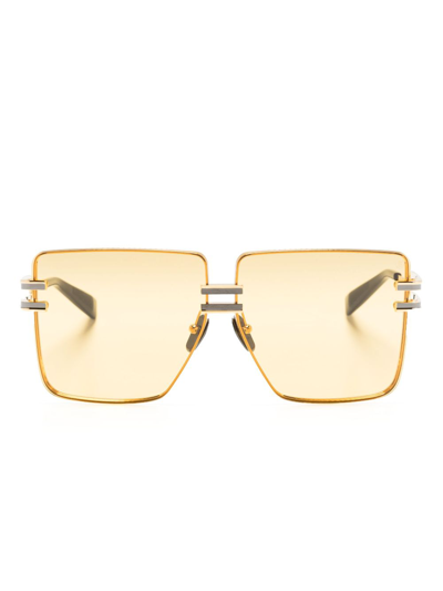 Balmain Eyewear Gold-tone Gendarme Rectangle-frame Sunglasses