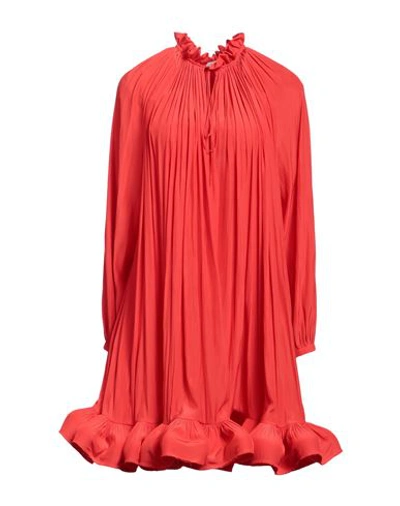 Lanvin Tie-detailed Ruffled Charmeuse Mini Dress In Poppy Red