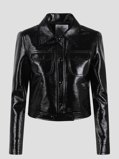 Courrèges Lapel Long-sleeved Casual Jacket In Black