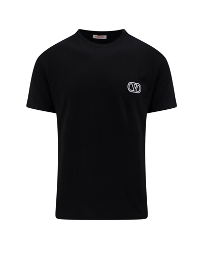 Valentino Regular Fit Cotton T-shirt W/ Logo In Black