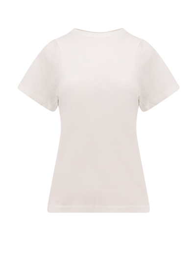 Totême Toteme Monogram Embroidered Curved T Shirt In White