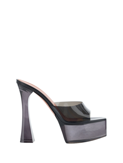 Amina Muaddi Dalida Glass 140mm Translucent Platform Mules In Black