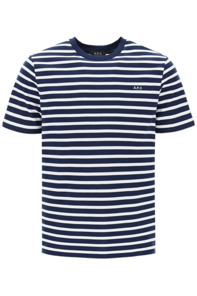 Apc Emilien Logo-embroidered Striped Cotton-jersey T-shirt In Multi-colored