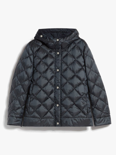 Max Mara The Cube Reversible Down Jacket In Water-repellent Canvas In Navy Blue