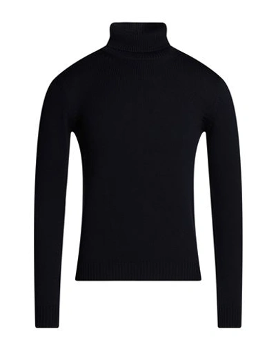 Roberto Collina Man Turtleneck Navy Blue Size 38 Merino Wool In Navy Blue