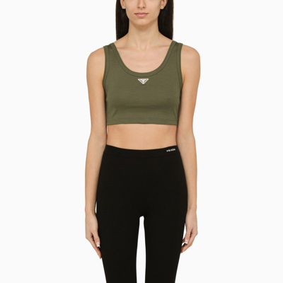 Prada Military Cotton Short Top Women In Green