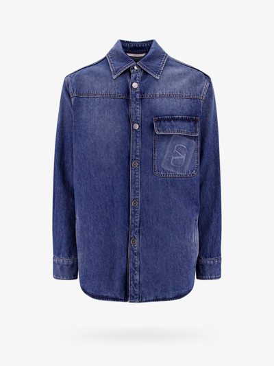 VALENTINO VALENTINO MAN SHIRT MAN BLUE SHIRTS