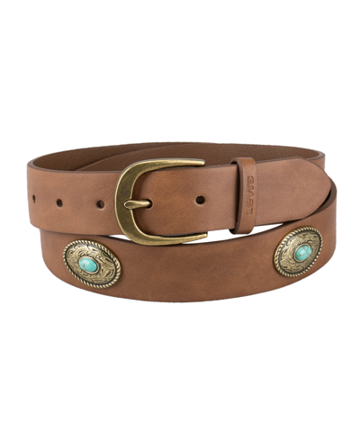 Levi's Women's Western Turquoise Concho Embellished Belt In Tan