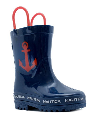 Nautica Kids' Toddler Boys Everett Pull On Rain Boots In Ocean Blue,white