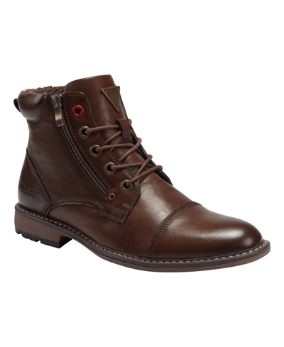 Guess Men's Samwell Cap Toe Lace Up Casual Boots In Brown