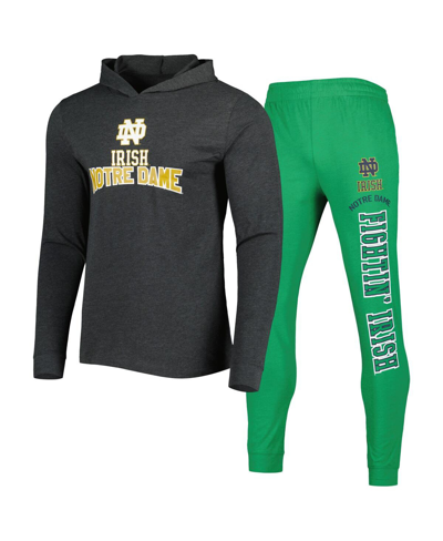 Concepts Sport Men's  Heathered Green, Heathered Charcoal Notre Dame Fighting Irish Meter Long Sleeve In Heathered Green,heathered Charcoal