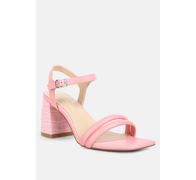 Rag & Co Edyta Ankle Strap Block Heel Sandals In Pink