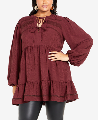 Avenue Plus Size Brielle Tunic Relaxed Fit Dress In Henna