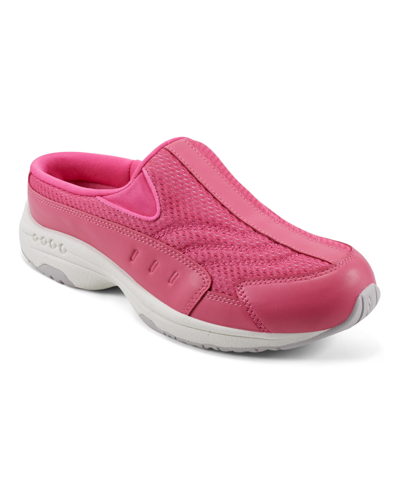 Easy Spirit Women's Traveltime Casual Slip-on Mules In Hot Pink Mesh- Leather,textile
